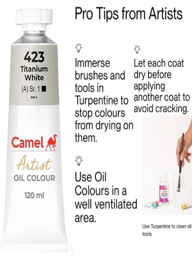 كاميل ألوان زيتية للفنانين من كاميل كاميلين كوكويو، أبيض تيتانيوم، 120 مل، طلاء زيتي، غير سام، السلسلة 1، 423، 125423 - Image 5